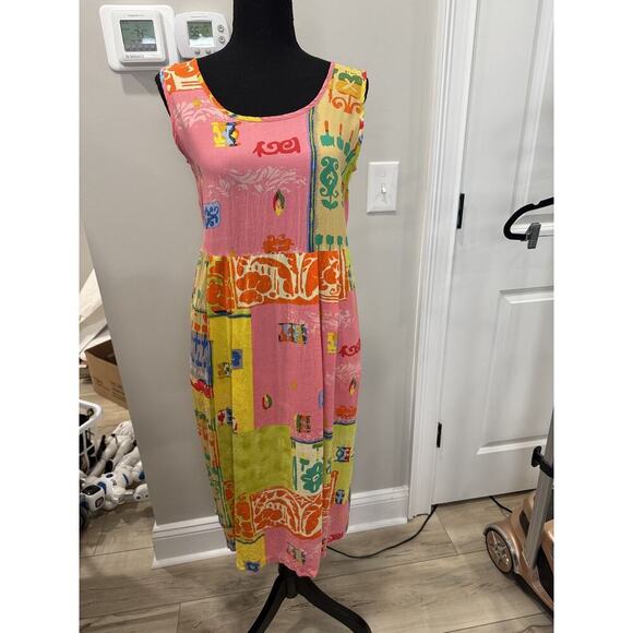 Vintage Twee Jam's World Abstract Colorful Floral Print Maxi Dress Aloha Small - Picture 4 of 8